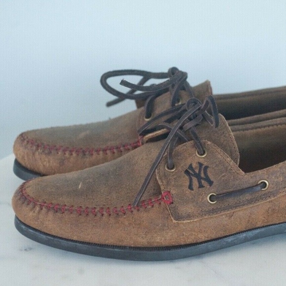 Allen Edmonds Brown Suede Boat Shoe Loafers with Black Laces main image 9